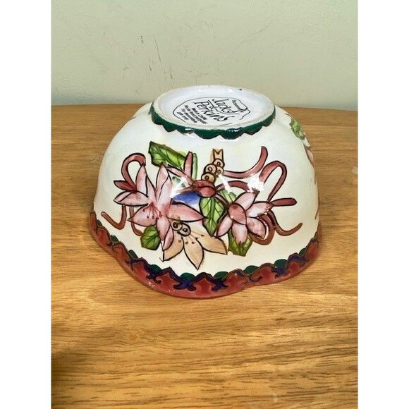 Jacks & Perkins Decorative Ceramic Hand Painted Scalloped Rim Bowl with Flowers - Picture 12 of 14